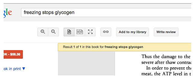 Freezing stops glycogen